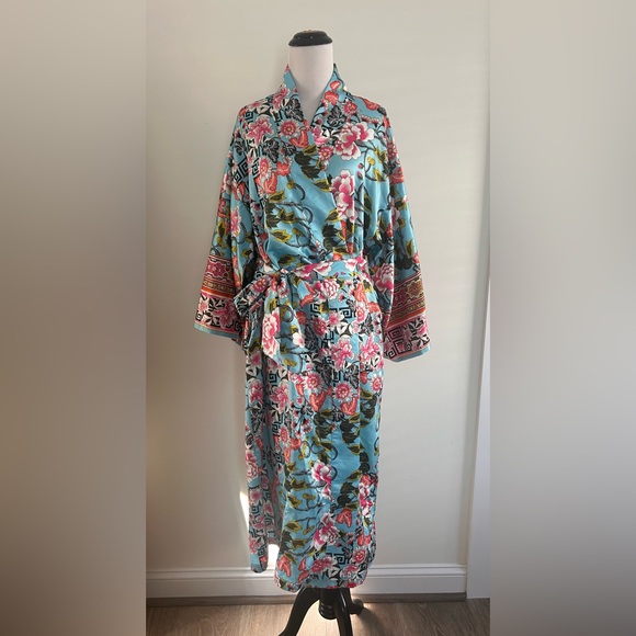 Natori Other - Natori Private Luxuries Asian Inspired Floral Print Satin Kimono Robe ~ Small
